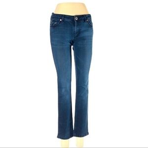 DL1961 27 Angel Midrise Ankle dark denim blue wash slit‎ hem modal blend jeans